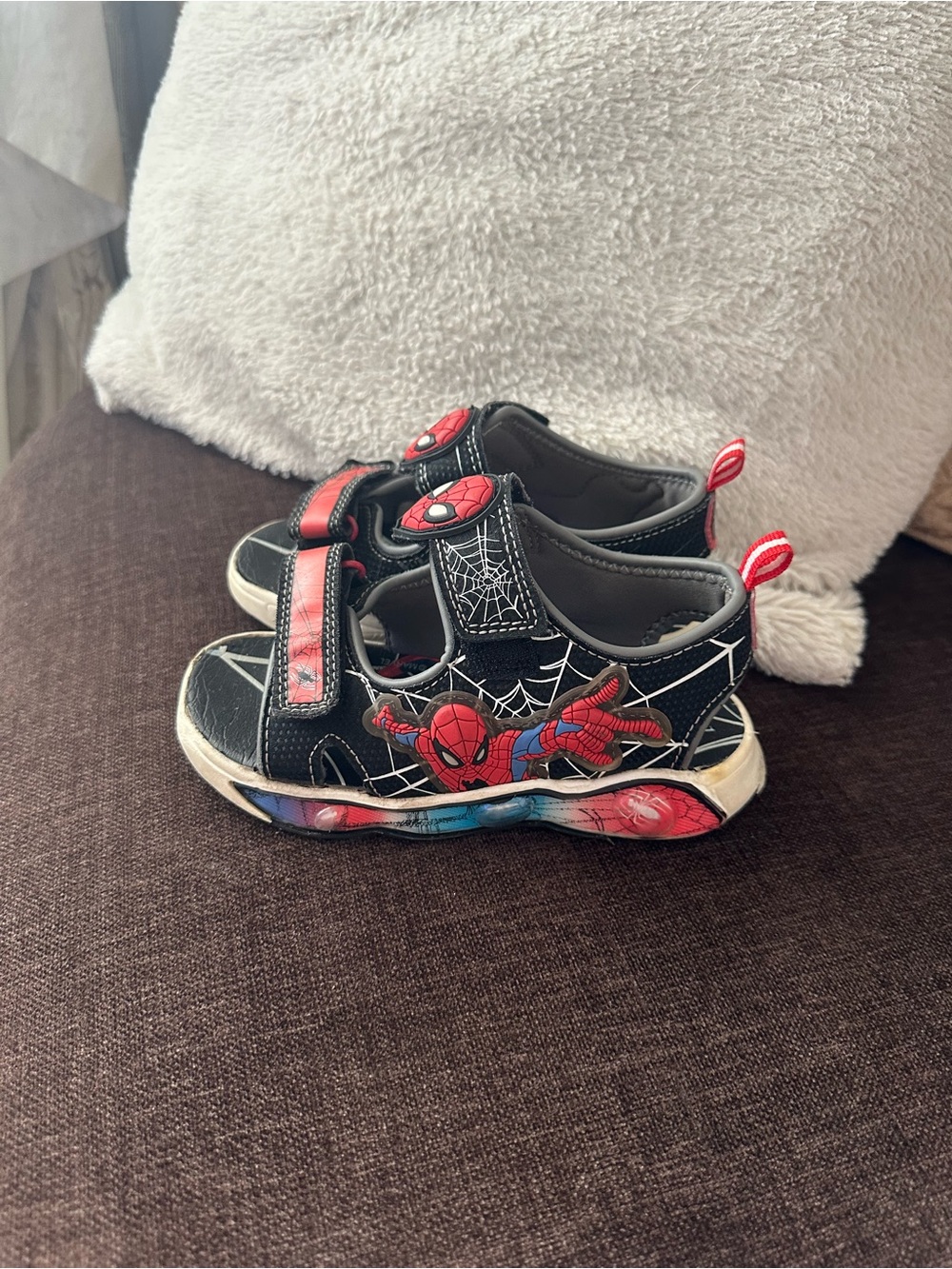 Spiderman Black and Red Kids Sandals with Web Graphics